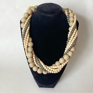 Chunky twisted strands necklace wooden graduated beads